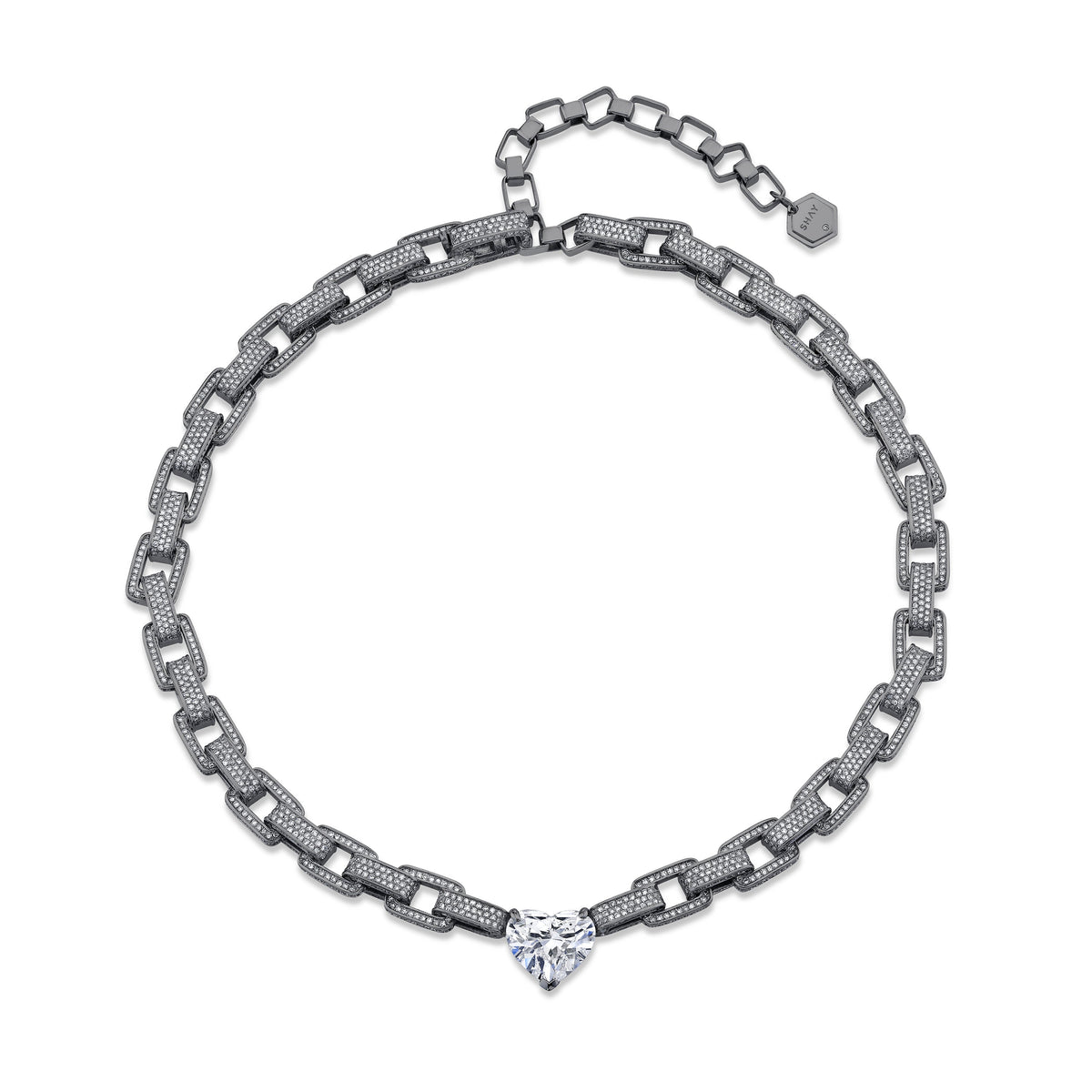 BRILLIANT DIAMOND HEART DECO LINK NECKLACE