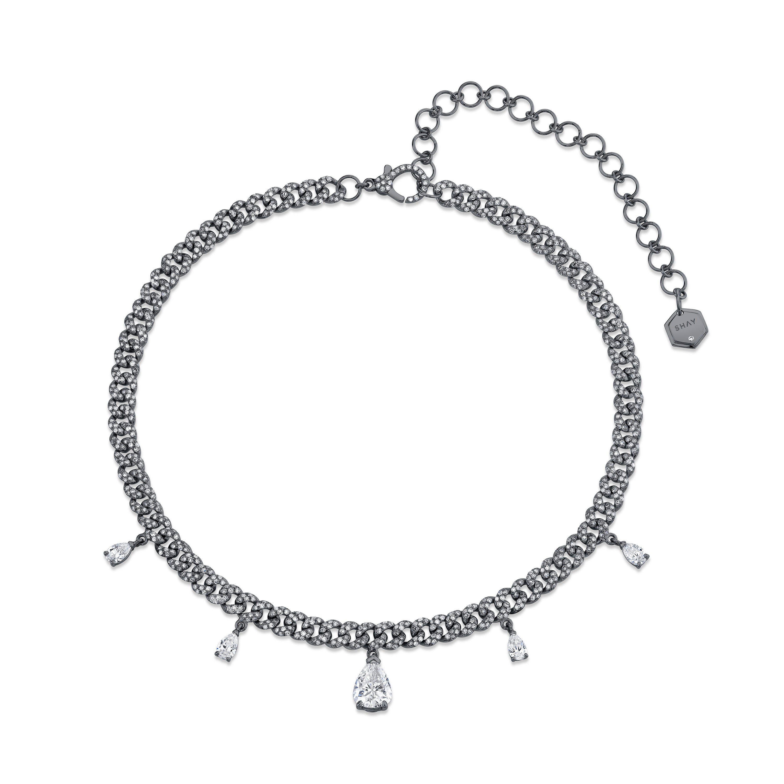 DIAMOND PEAR DROP LINK NECKLACE