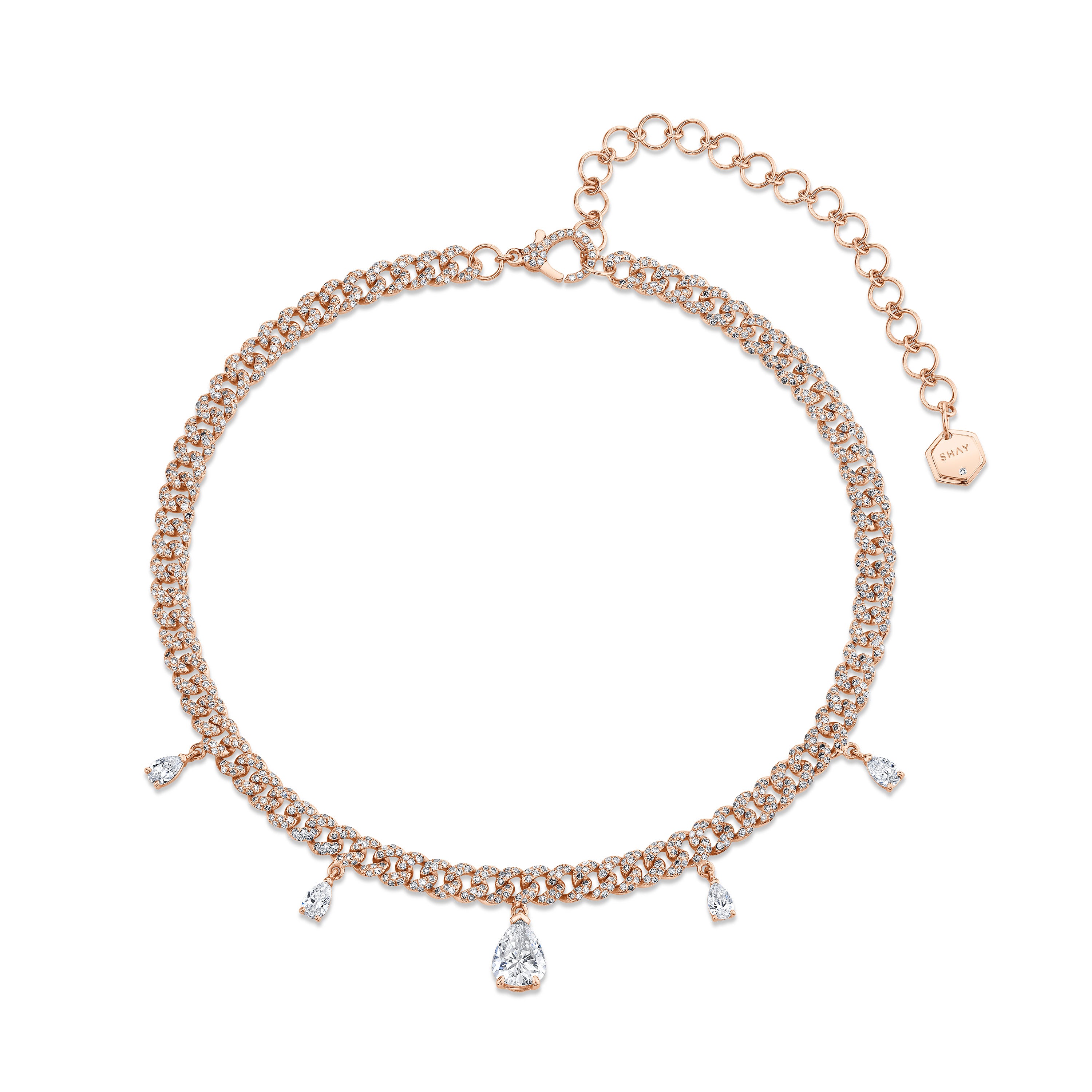 DIAMOND PEAR DROP LINK NECKLACE