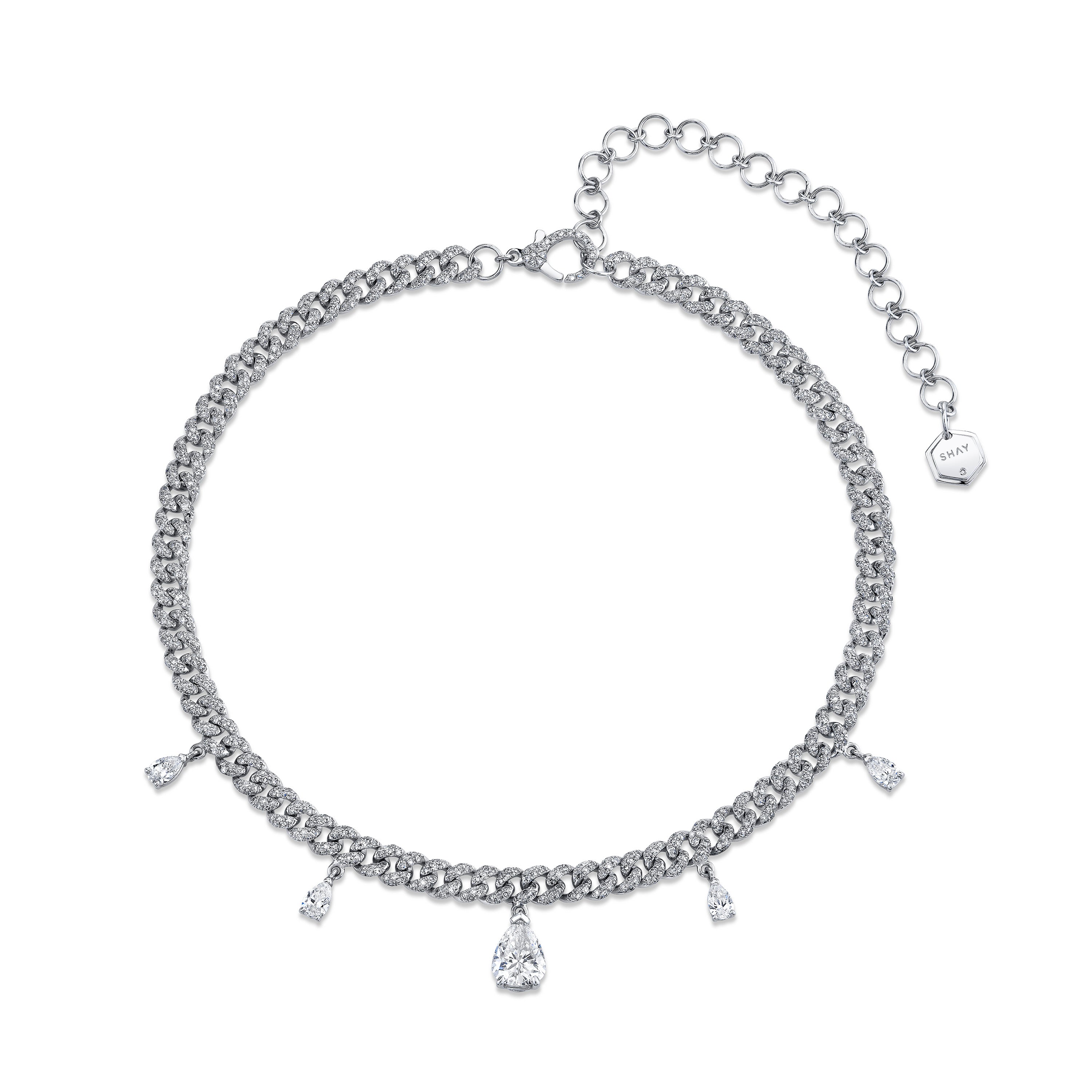 DIAMOND PEAR DROP LINK NECKLACE