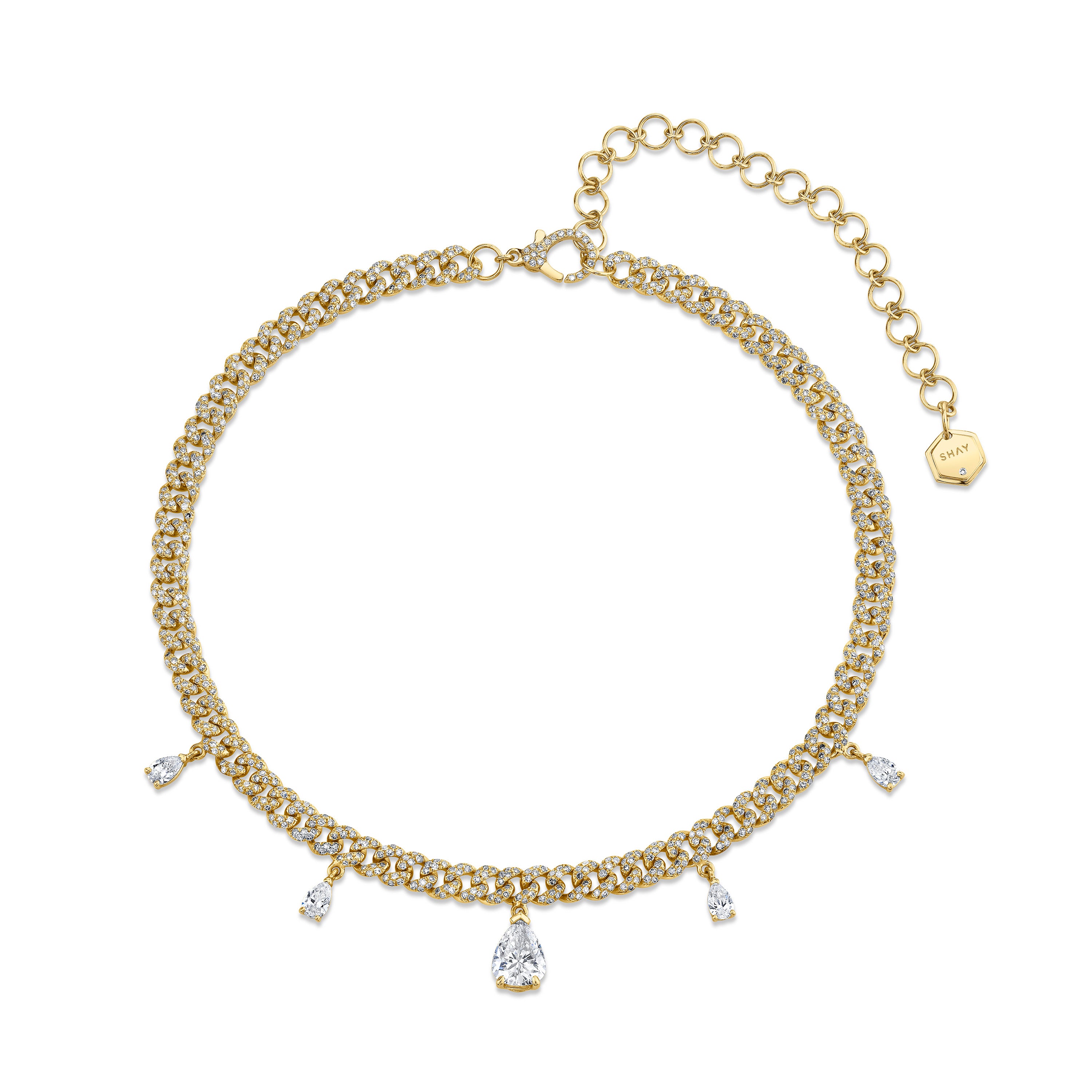 DIAMOND PEAR DROP LINK NECKLACE
