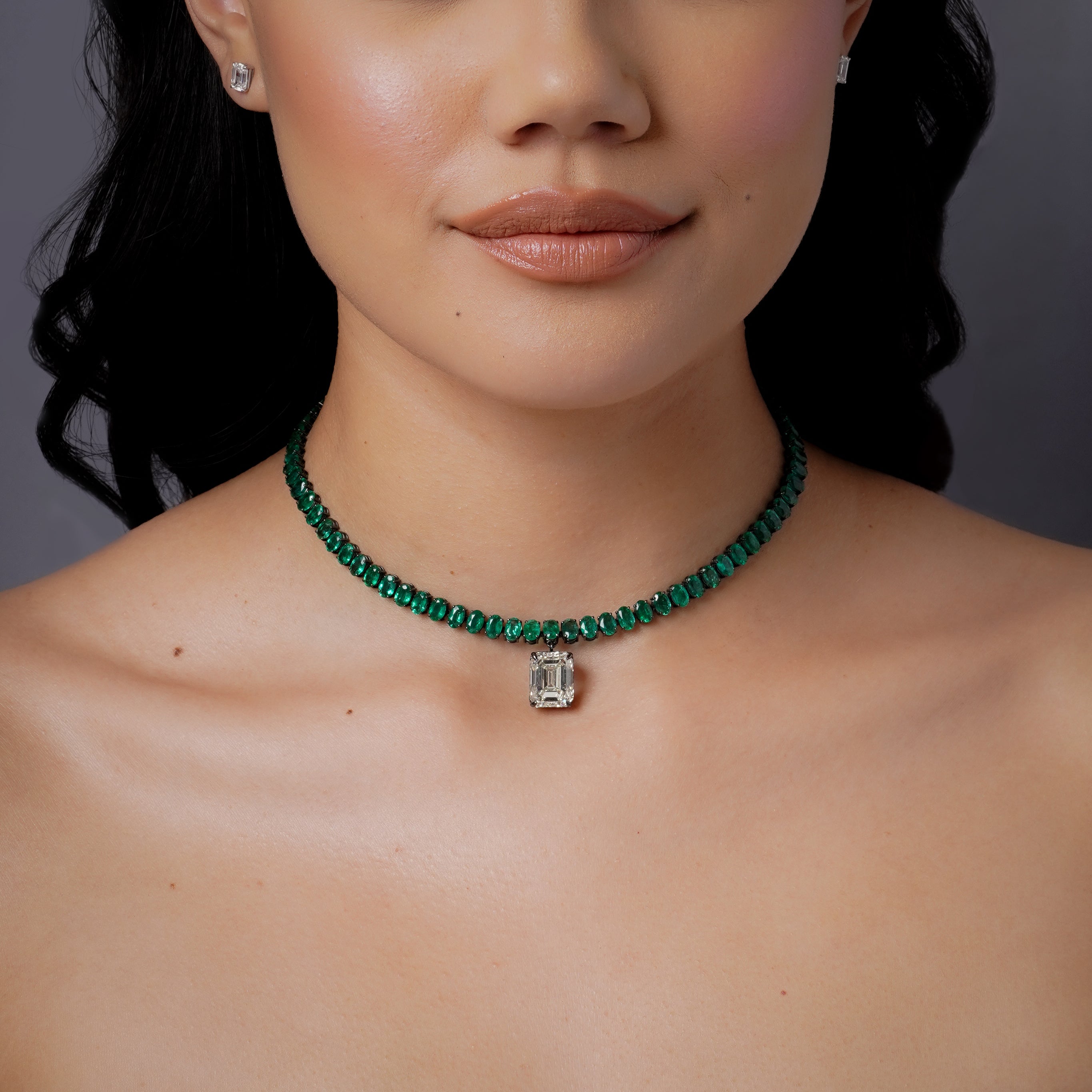 EMERALD DRIP TENNIS NECKLACE