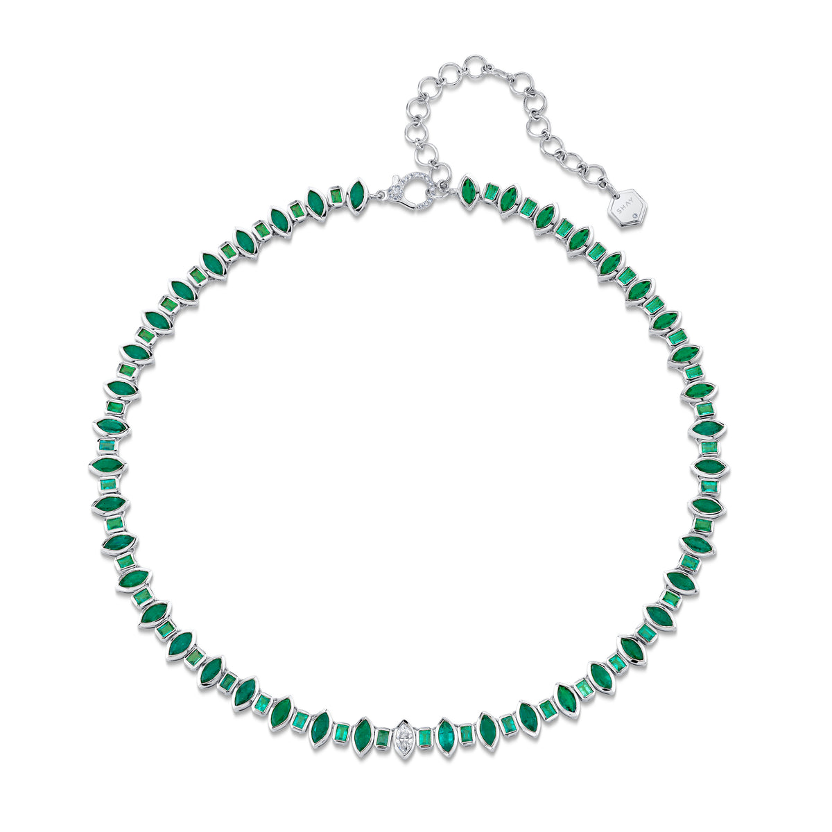 EMERALD ALTERNATING MARQUISE NECKLACE