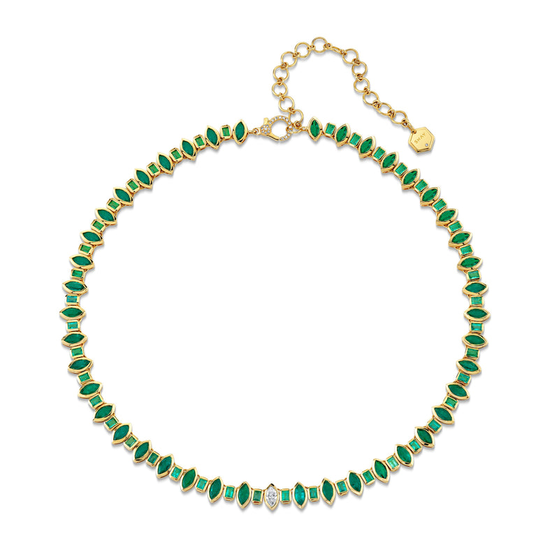 READY TO SHIP EMERALD ALTERNATING MARQUISE NECKLACE