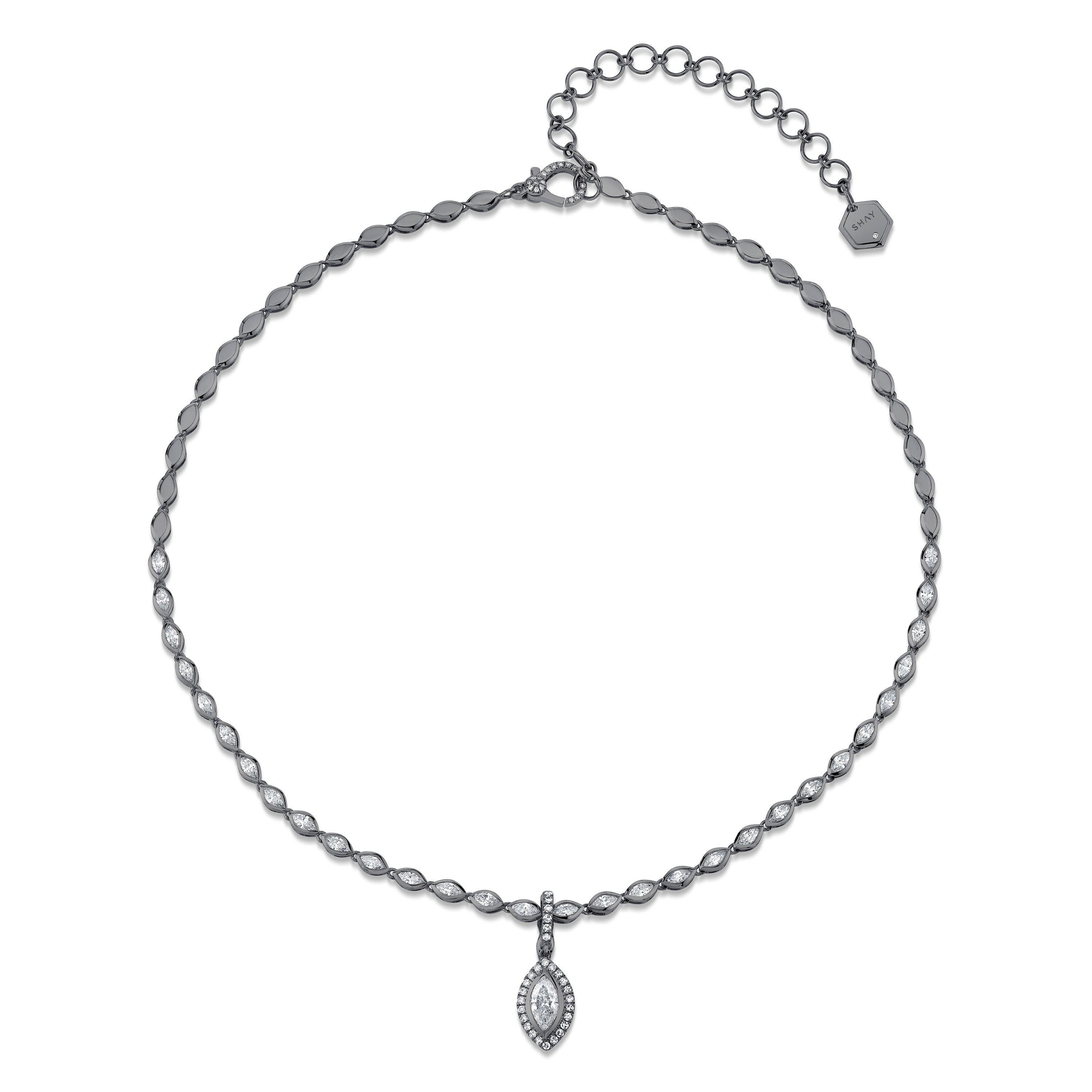 DIAMOND HALO MARQUISE CLIP NECKLACE