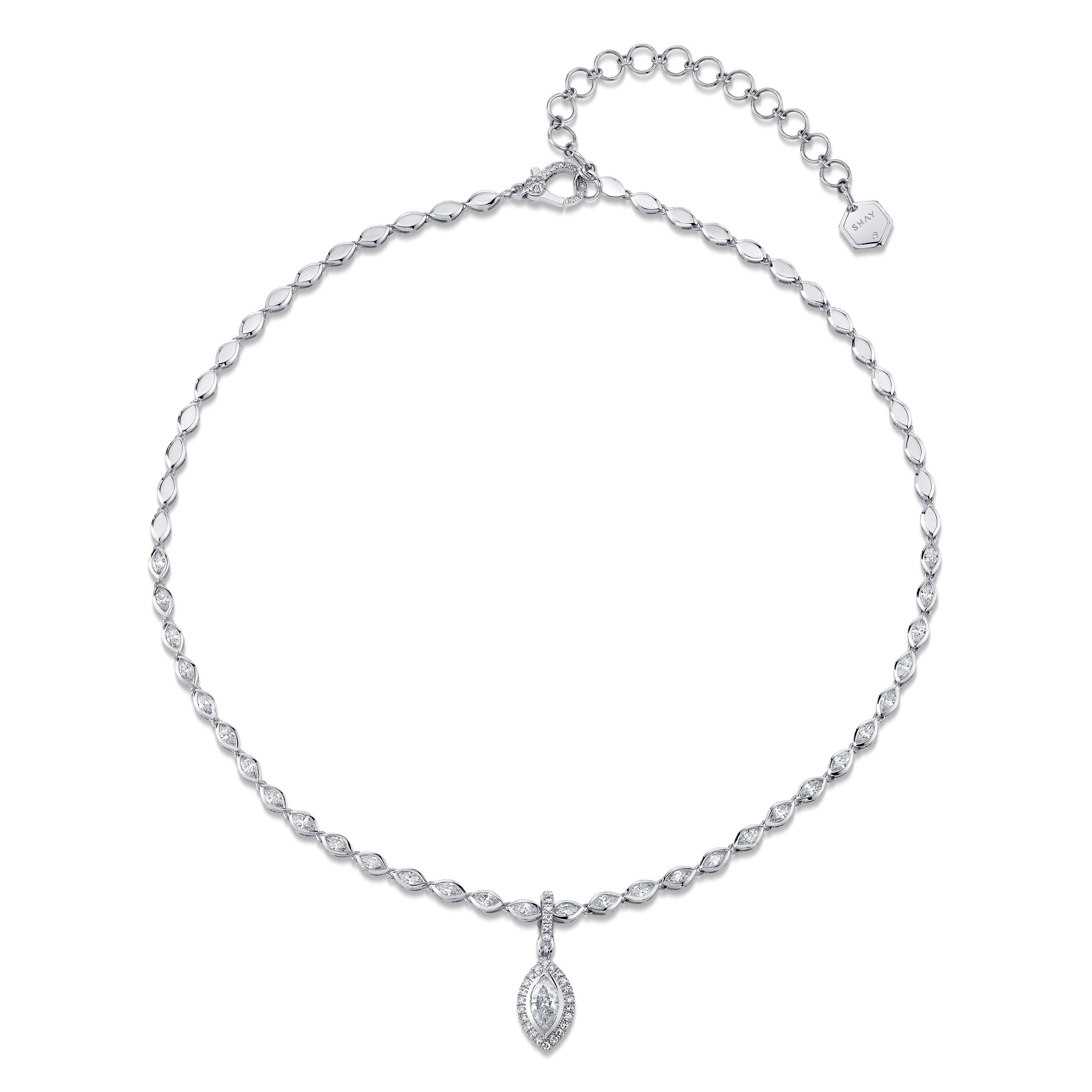 DIAMOND HALO MARQUISE CLIP NECKLACE