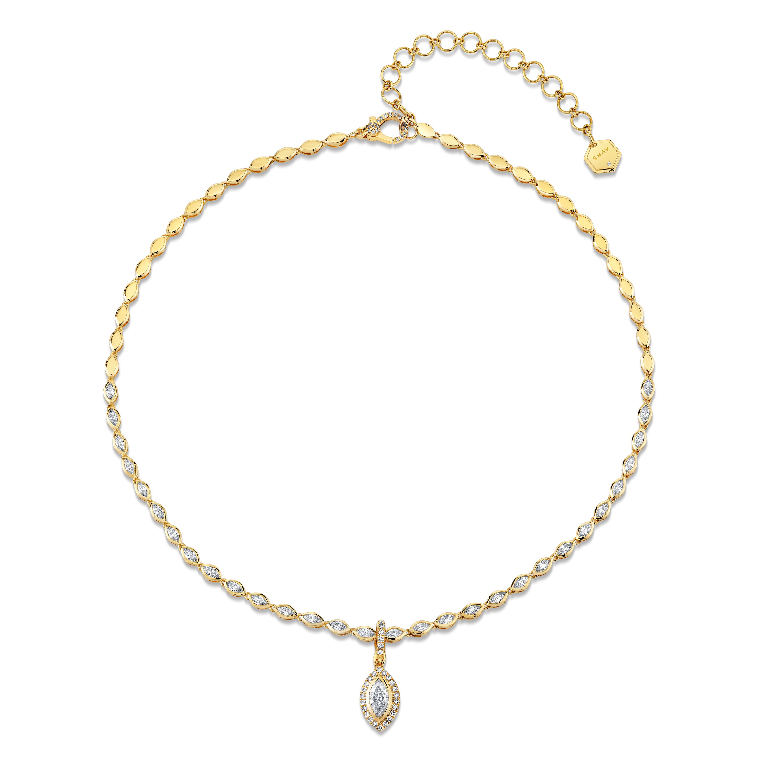 READY TO SHIP DIAMOND HALO MARQUISE CLIP NECKLACE