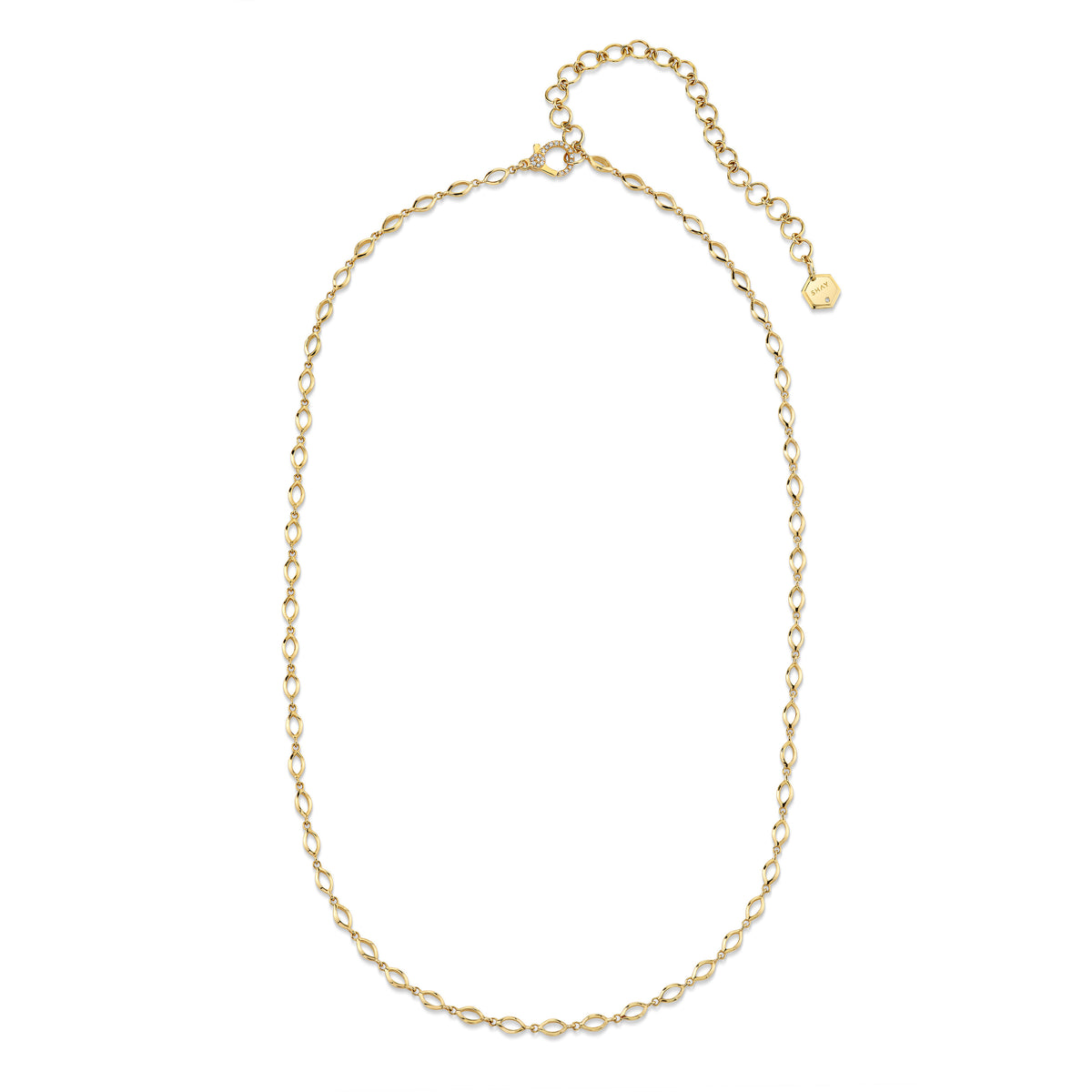 SOLID GOLD MARQUISE LINK NECKLACE