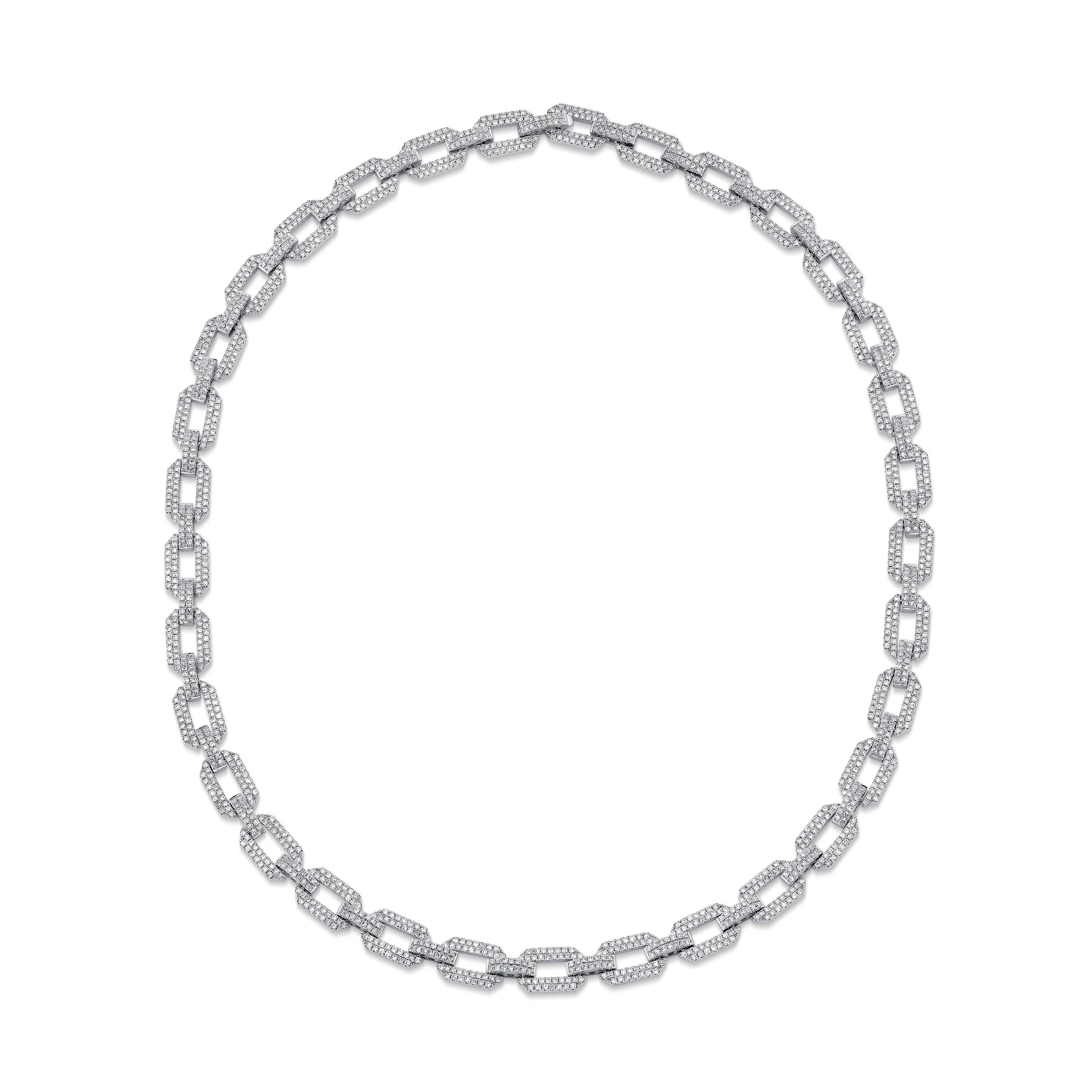 READY TO SHIP DIAMOND PAVE FLAT GEO LINK NECKLACE