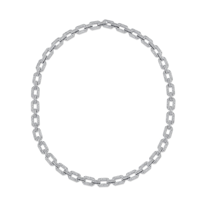 READY TO SHIP DIAMOND PAVE FLAT GEO LINK NECKLACE