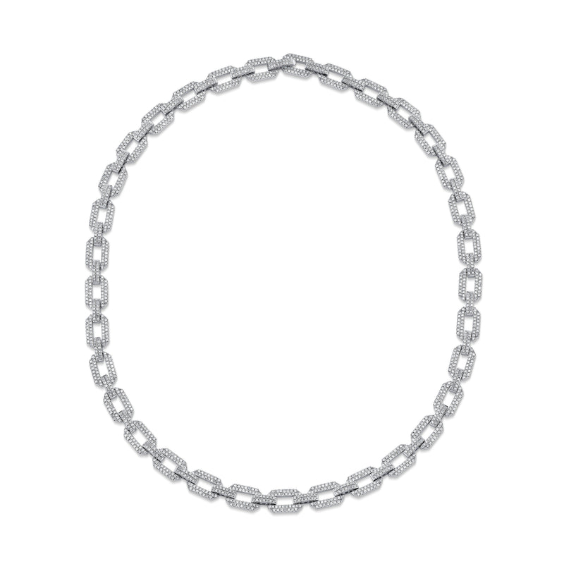 READY TO SHIP DIAMOND PAVE FLAT GEO LINK NECKLACE