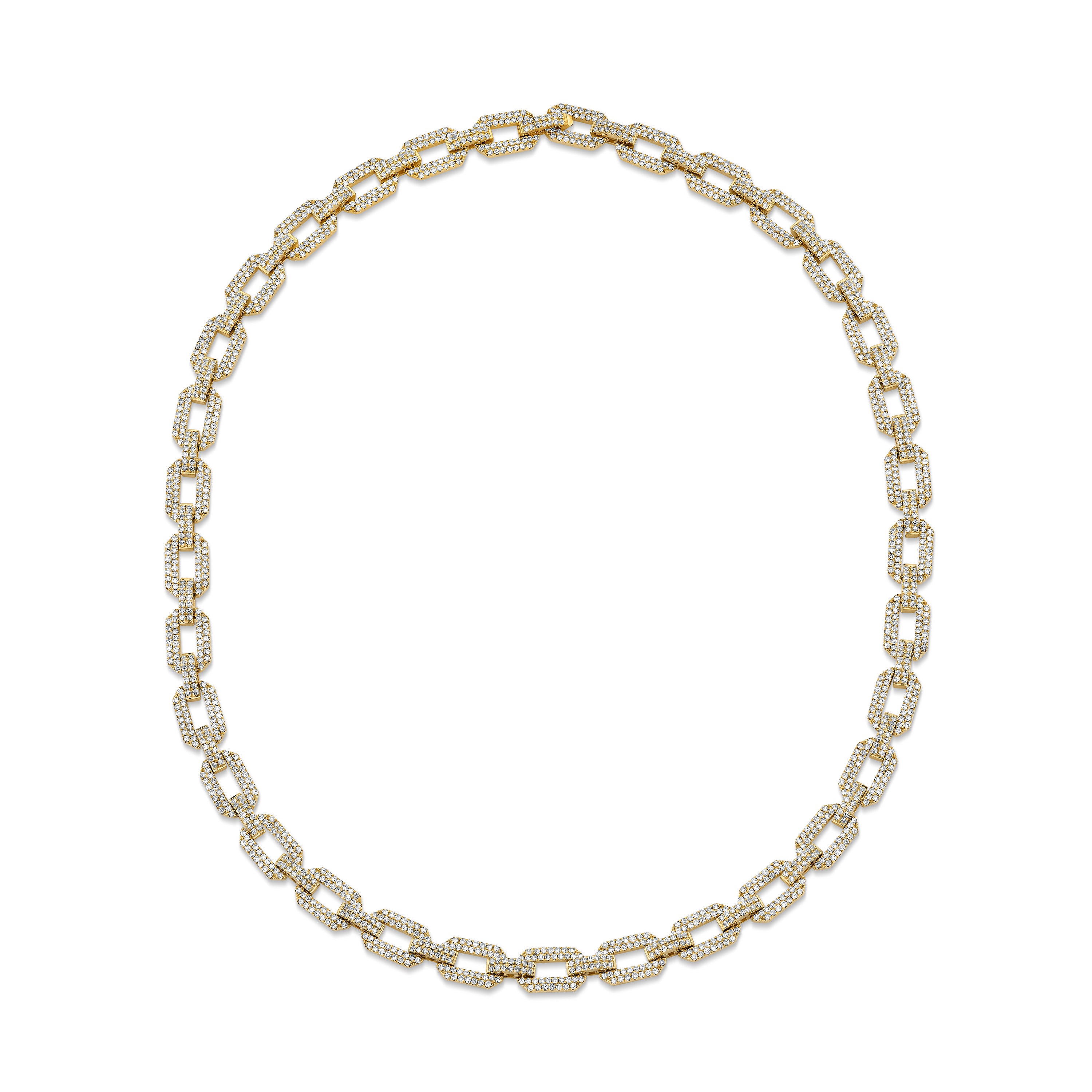 READY TO SHIP DIAMOND PAVE FLAT GEO LINK NECKLACE