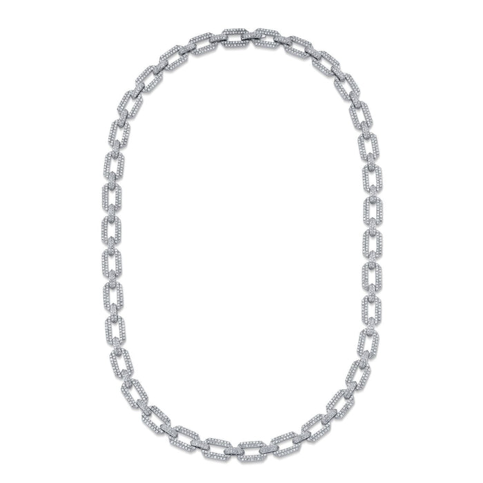 DIAMOND PAVE DOME FLAT LINK NECKLACE