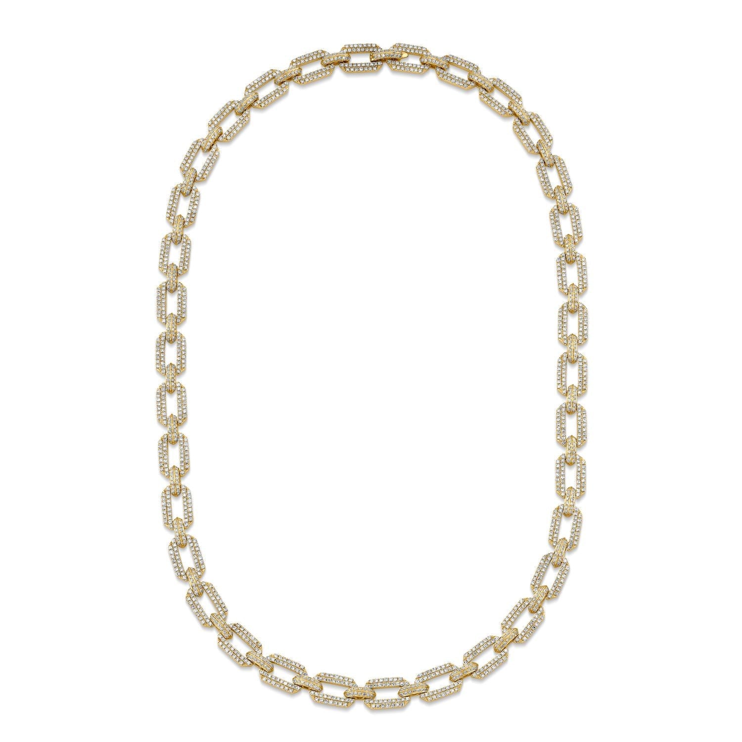 DIAMOND PAVE DOME FLAT LINK NECKLACE