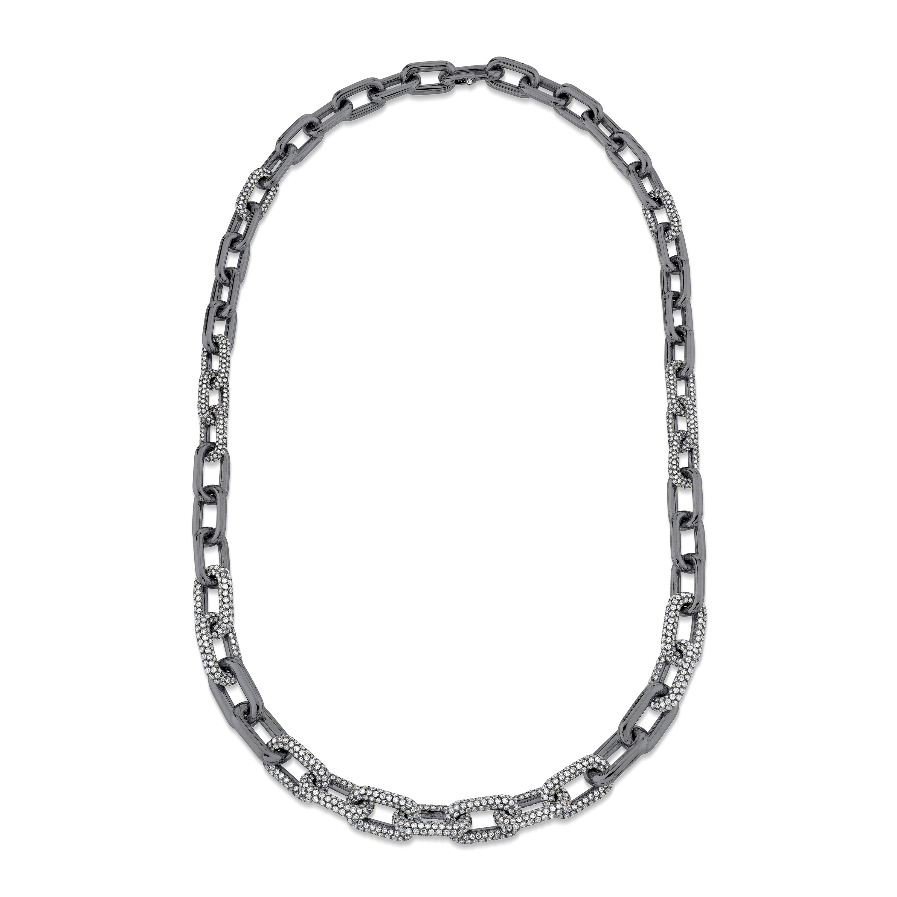 DIAMOND PAVE GRADUATED CABLE LINK NECKLACE
