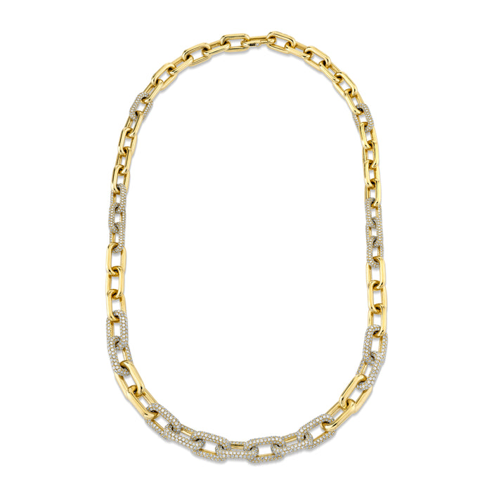 READY TO SHIP DIAMOND PAVE GRADUATED CABLE LINK NECKLACE