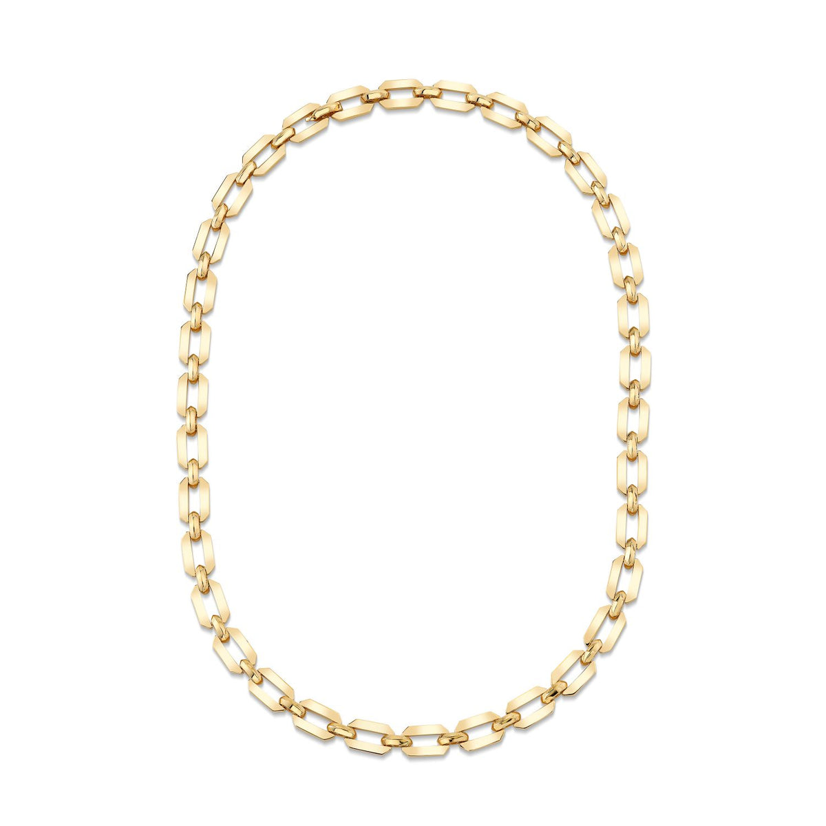 READY TO SHIP SOLID GOLD FLAT GEO LINK NECKLACE