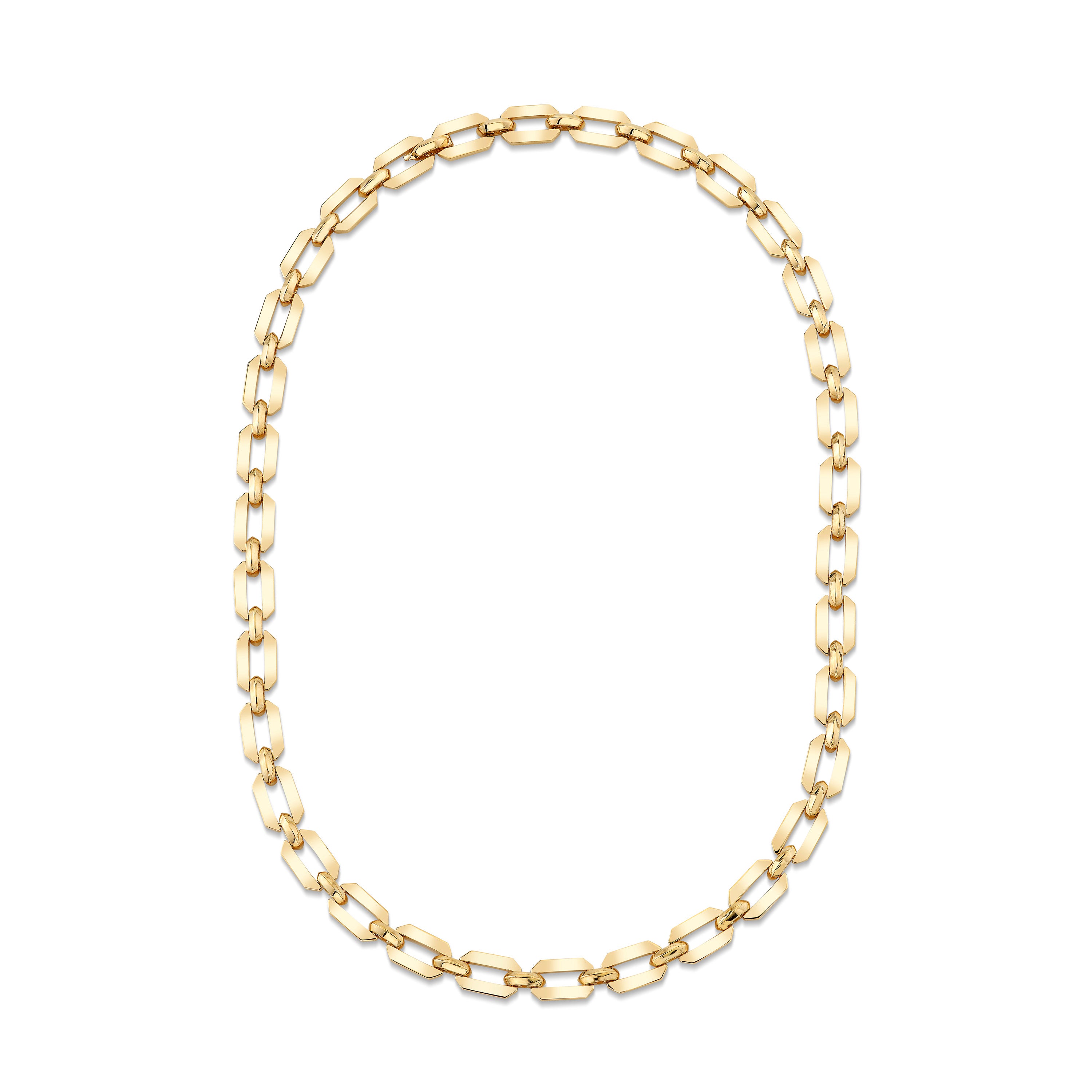 MEN'S SOLID GOLD FLAT GEO LINK NECKLACE