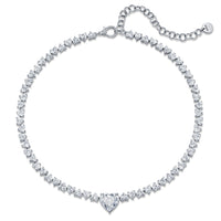 DIAMOND HEART CENTER TENNIS NECKLACE