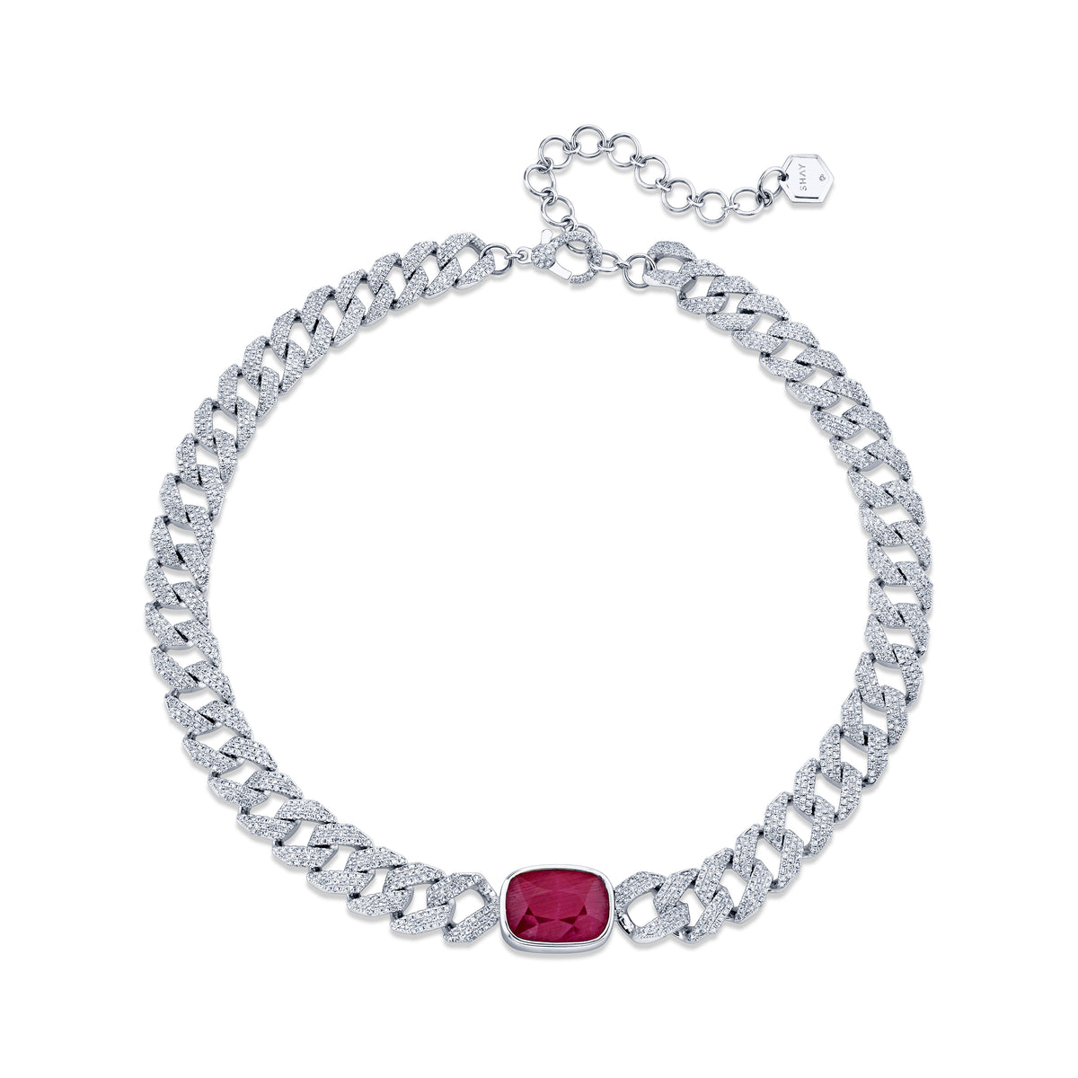 RUBY PAVE DIAMOND GEO LINK CHOKER