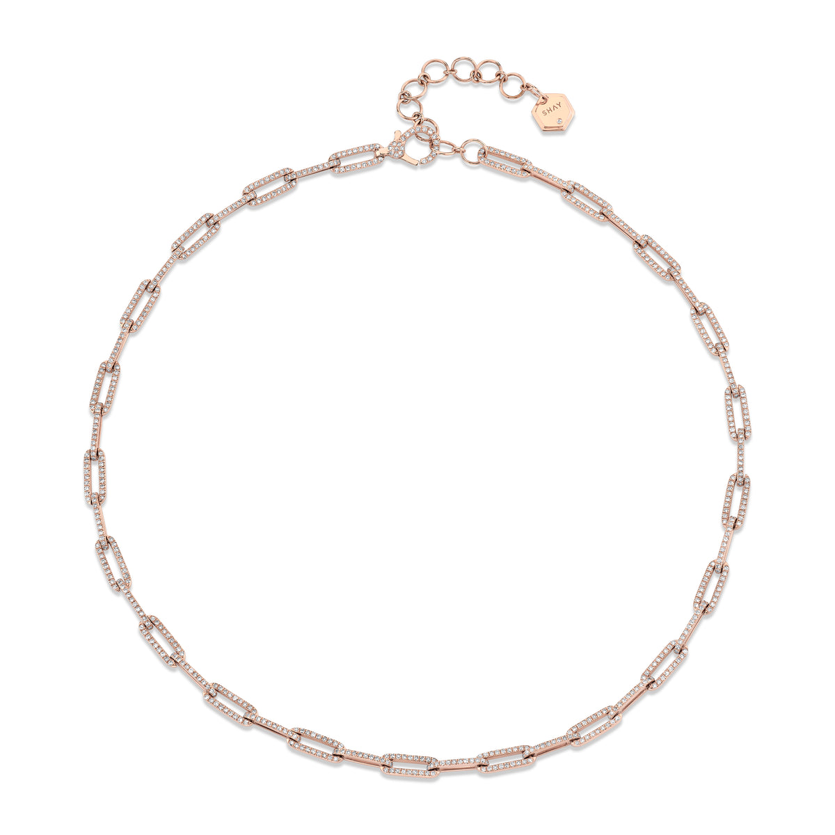 DIAMOND PAVE FLAT CABLE LINK NECKLACE