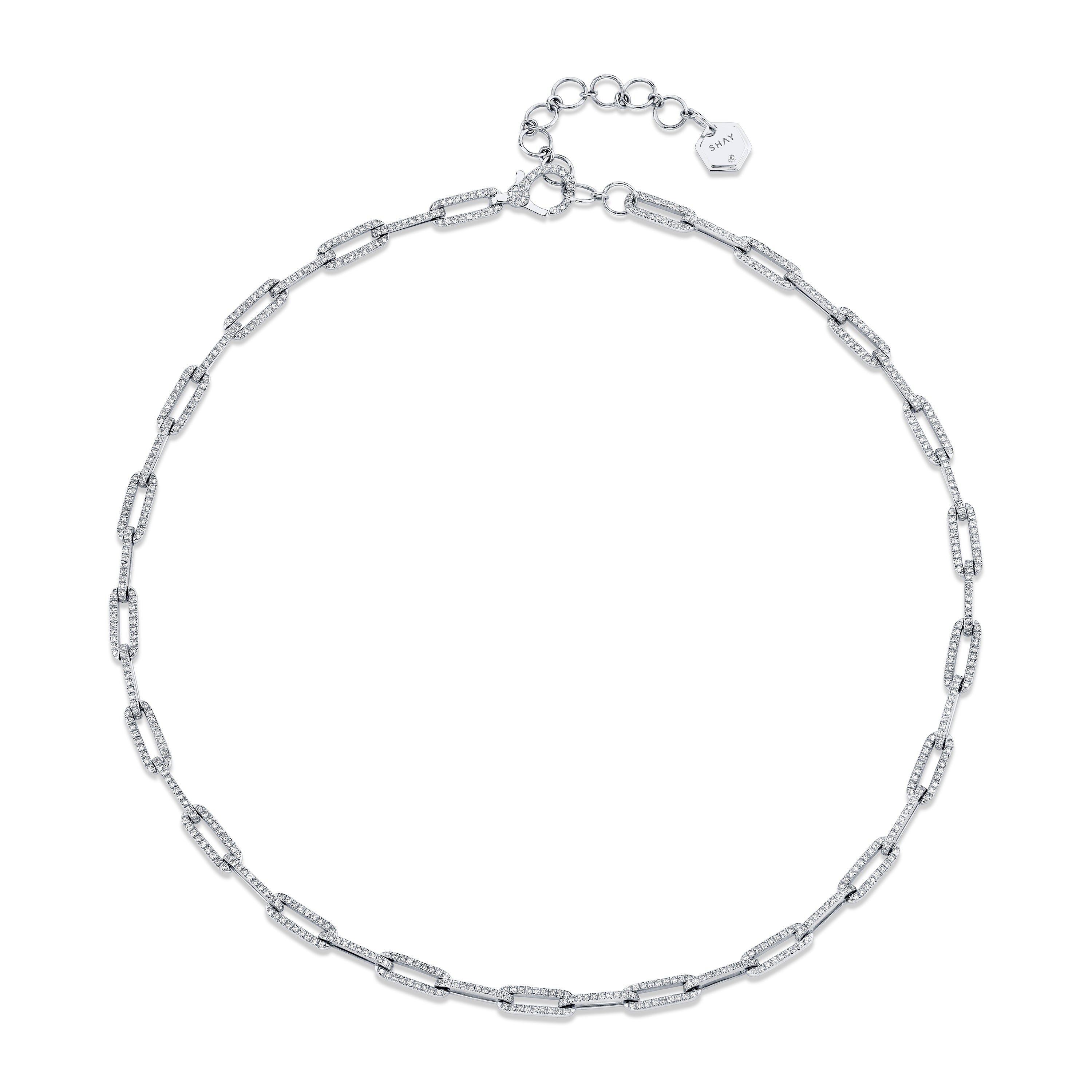 DIAMOND PAVE FLAT CABLE LINK NECKLACE