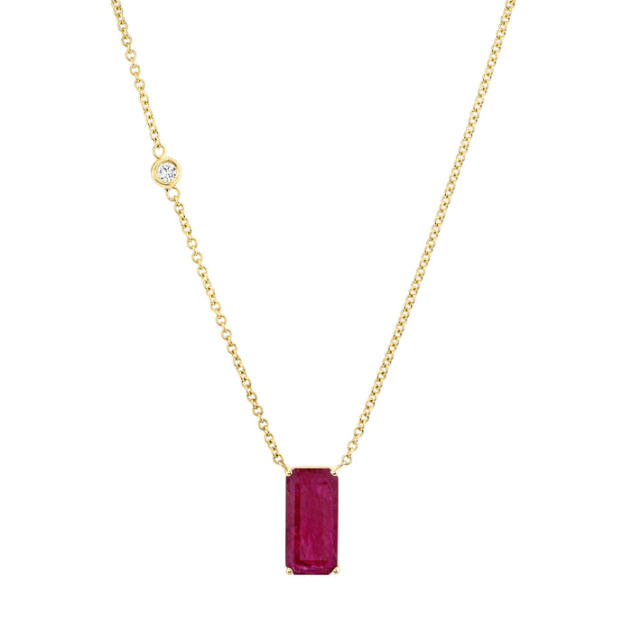 RUBY SOLITAIRE ELONGATED PENDANT NECKLACE