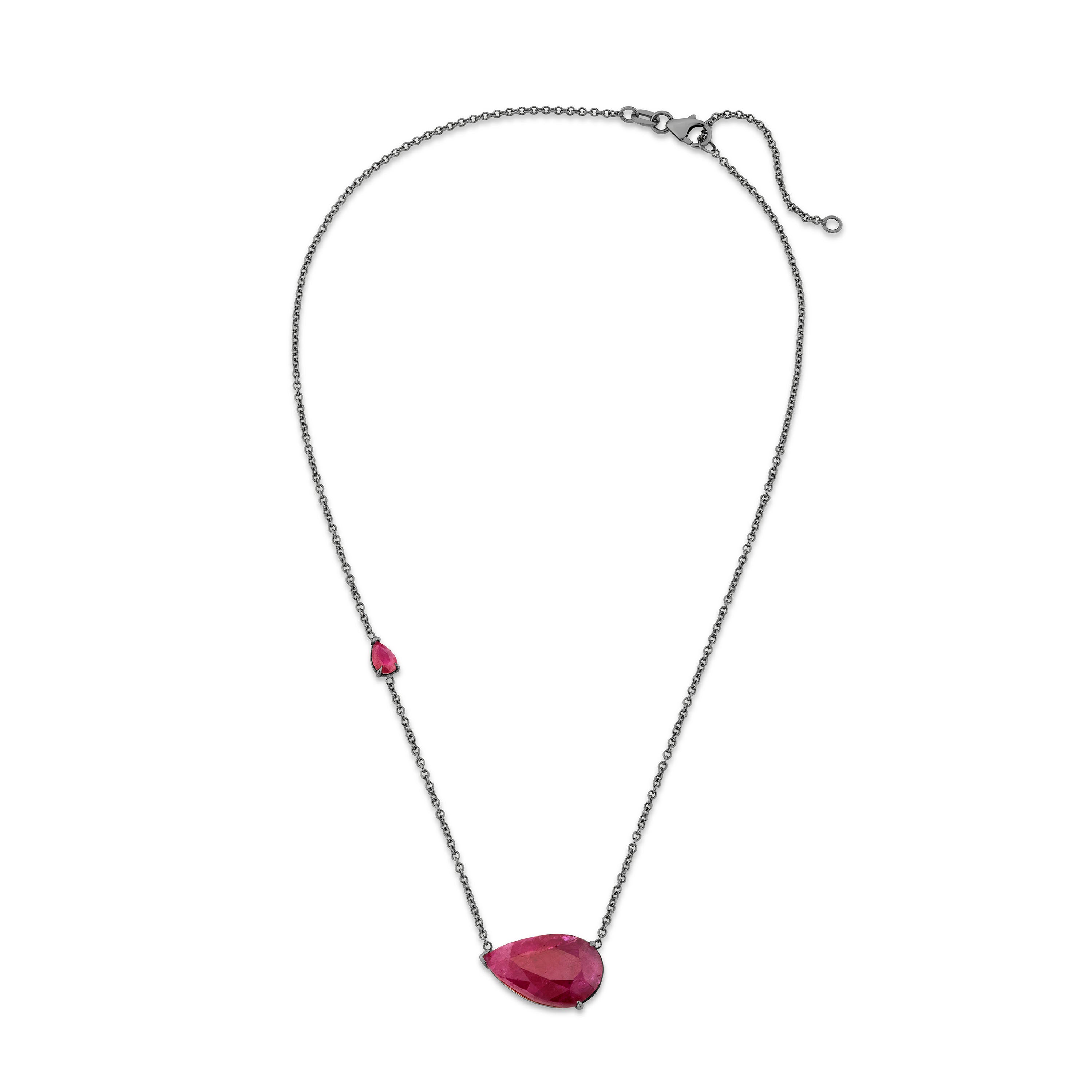 RUBY EAST WEST PEAR NECKLACE