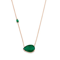 EMERALD EAST WEST PEAR NECKLACE