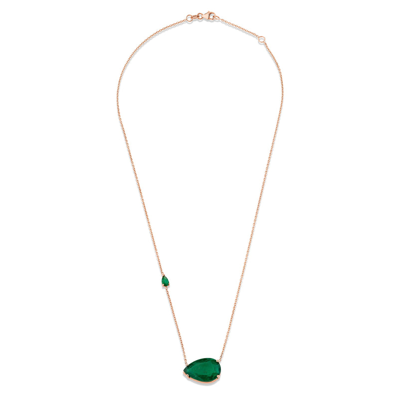 EMERALD EAST WEST PEAR NECKLACE