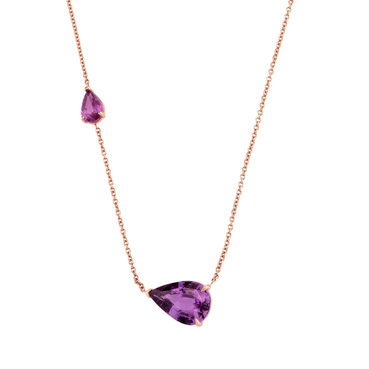 PINK SAPPHIRE EAST WEST PEAR NECKLACE