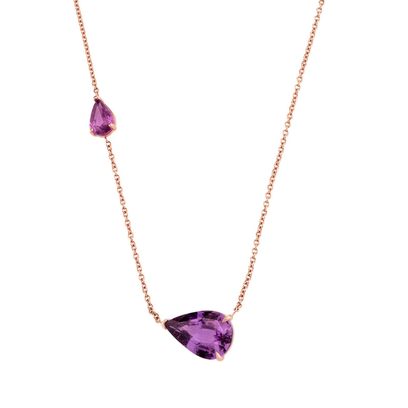 PINK SAPPHIRE EAST WEST PEAR NECKLACE