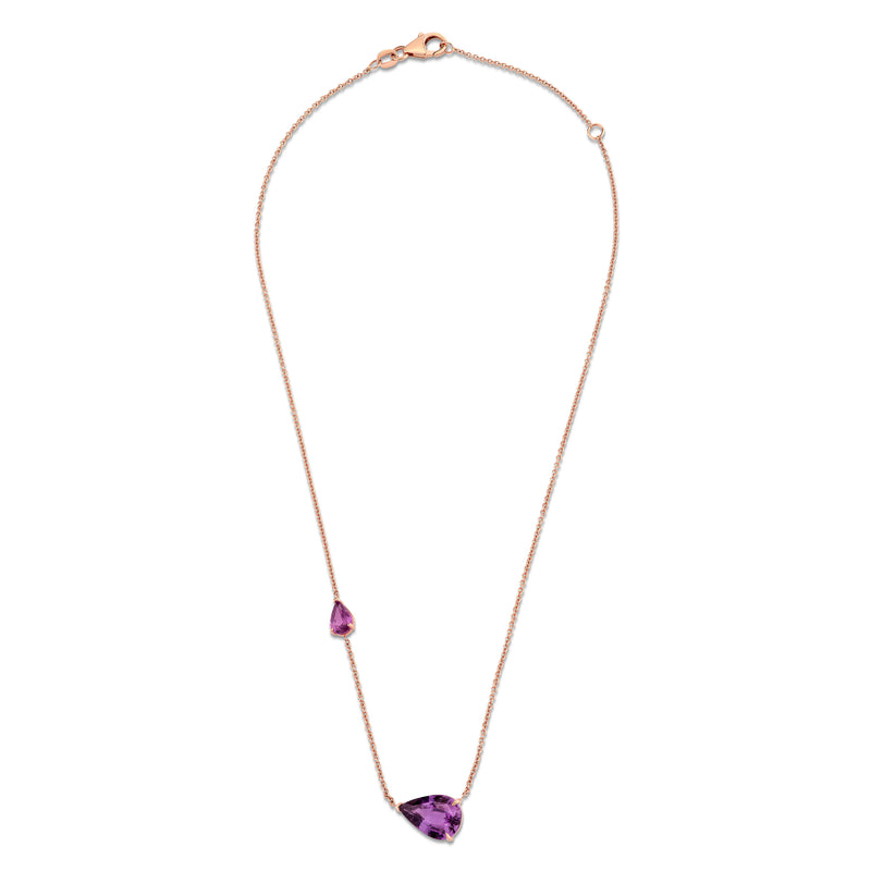 PINK SAPPHIRE EAST WEST PEAR NECKLACE