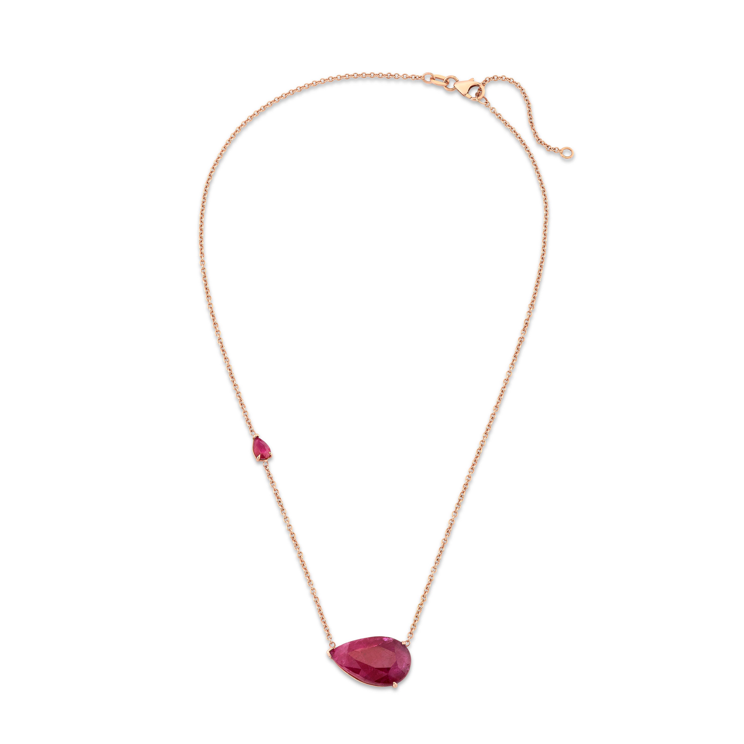 RUBY EAST WEST PEAR NECKLACE