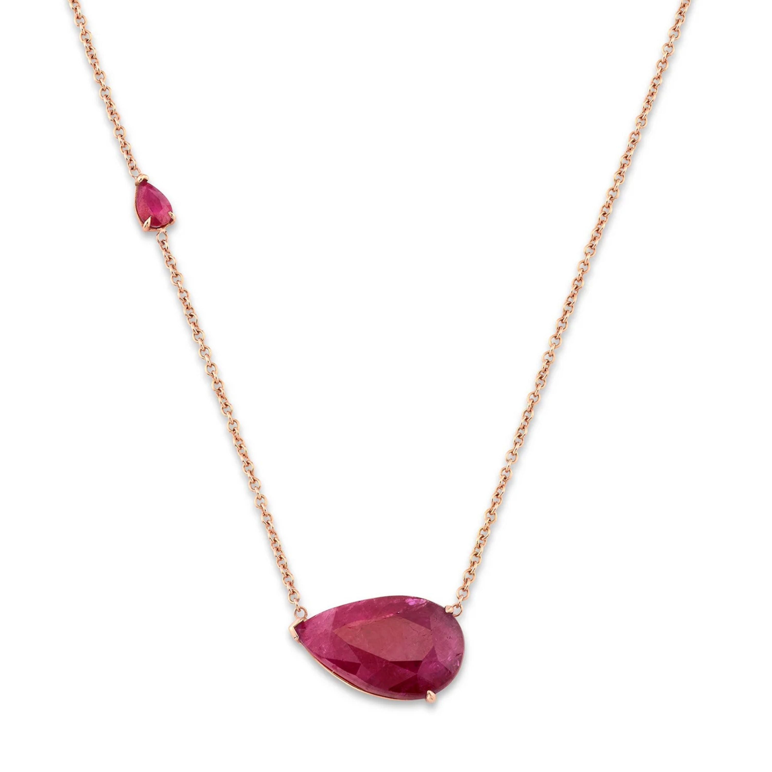 RUBY EAST WEST PEAR NECKLACE