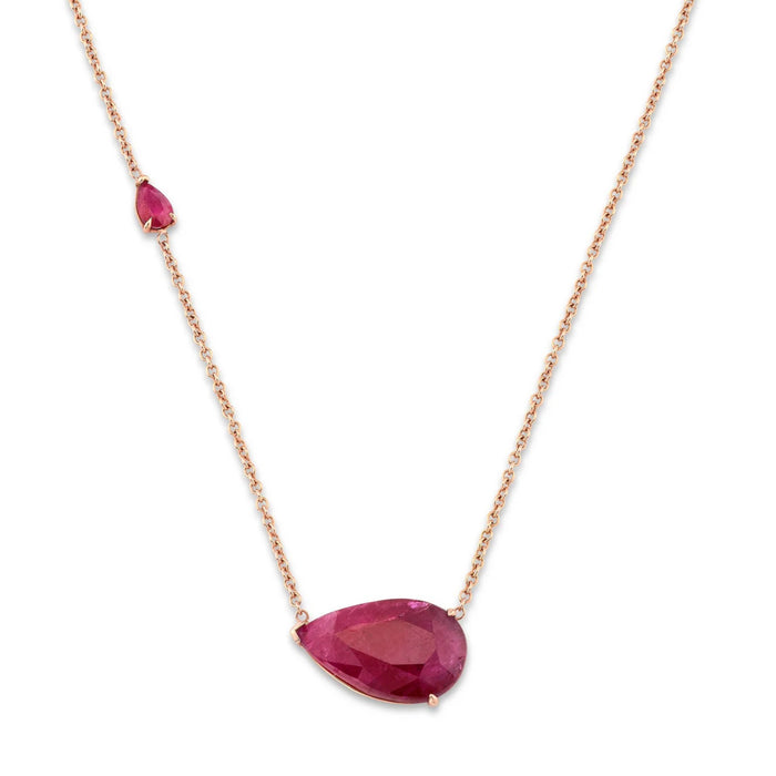 READY TO SHIP RUBY EAST WEST PEAR NECKLACE