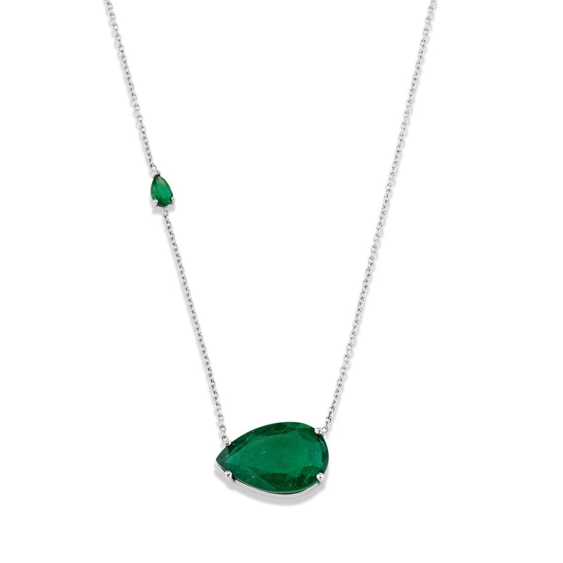 EMERALD EAST WEST PEAR NECKLACE