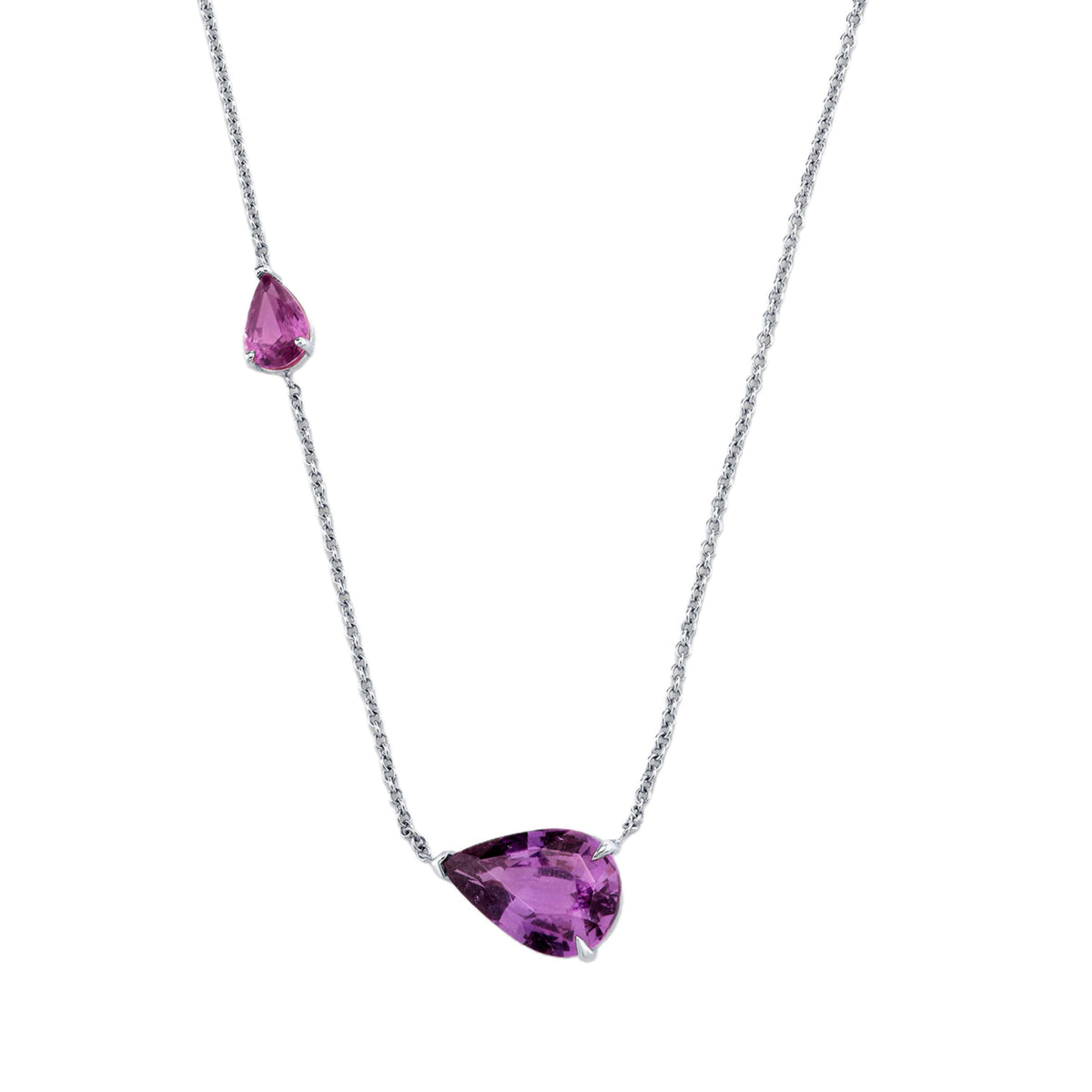 PINK SAPPHIRE EAST WEST PEAR NECKLACE