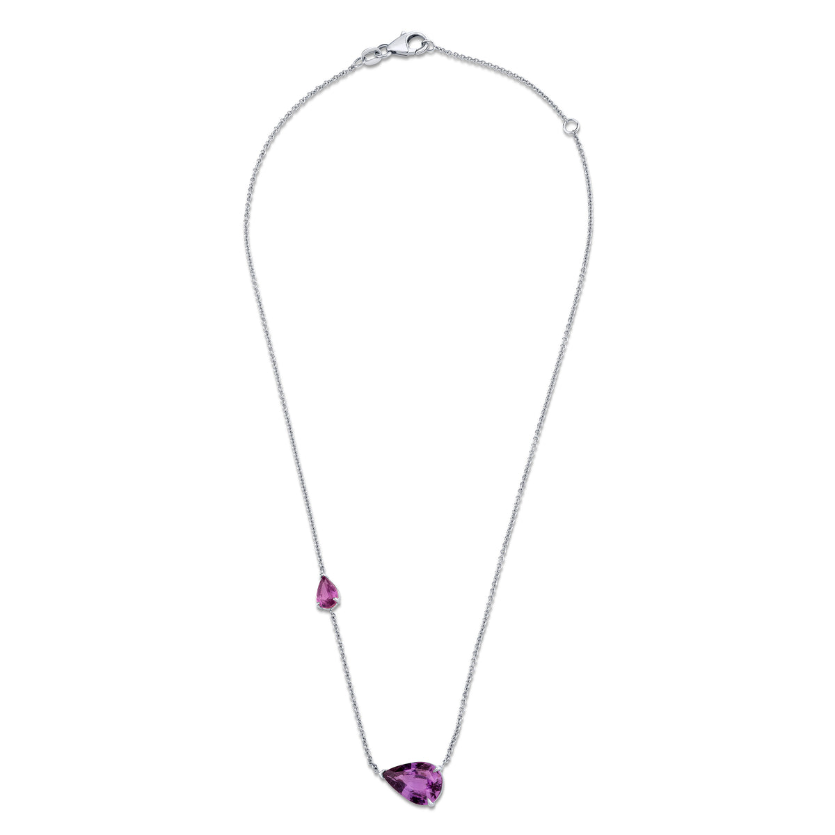 PINK SAPPHIRE EAST WEST PEAR NECKLACE