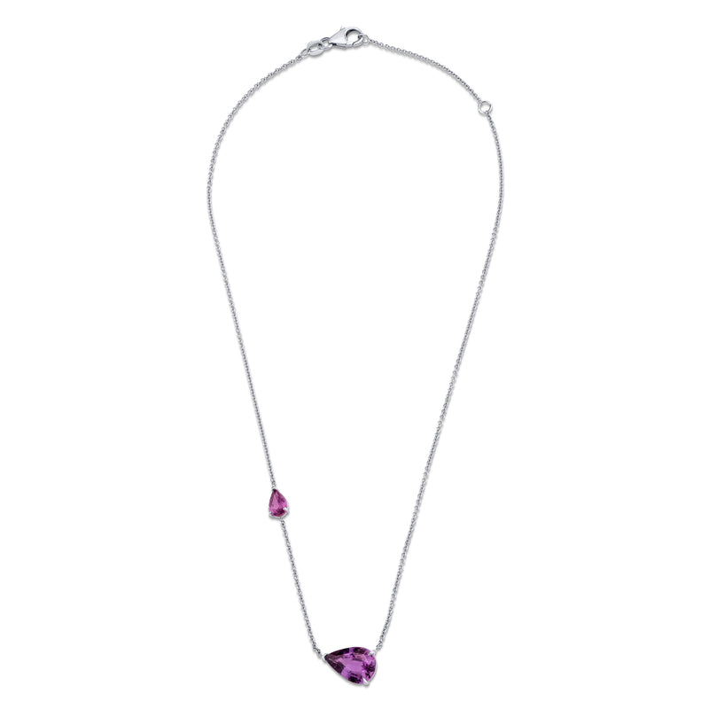 PINK SAPPHIRE EAST WEST PEAR NECKLACE