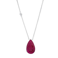 RUBY LARGE PEAR SOLITAIRE PENDANT NECKLACE