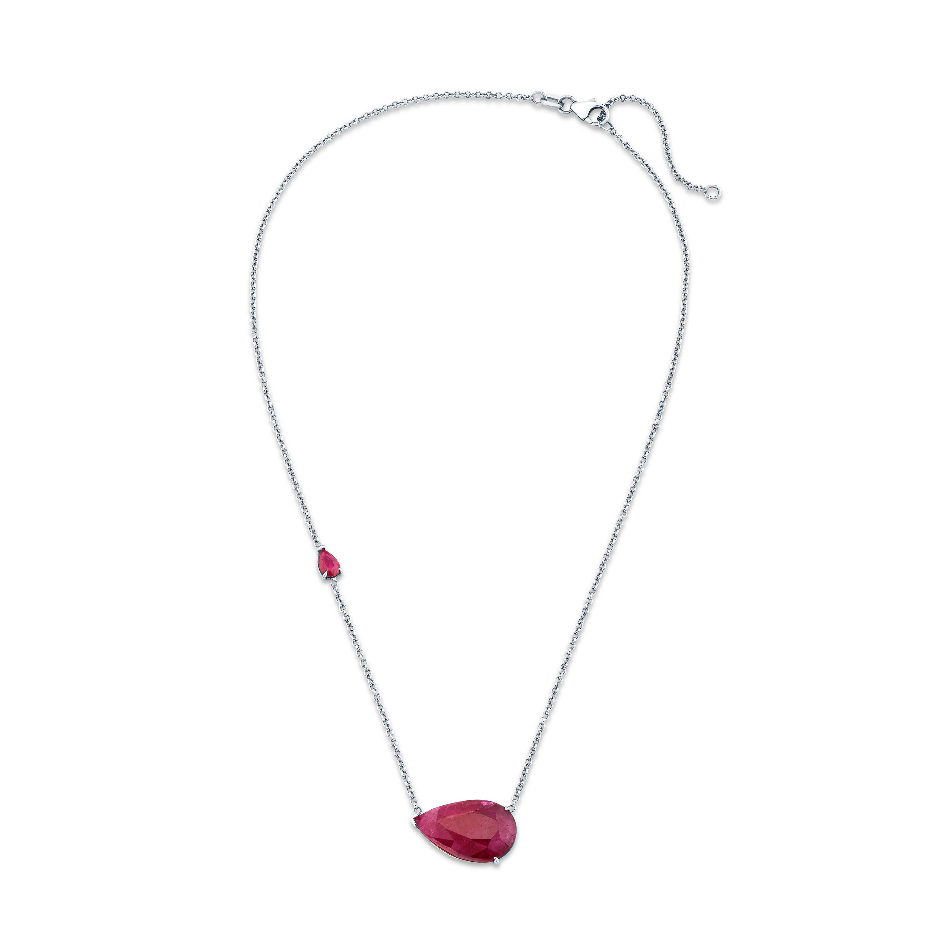 RUBY EAST WEST PEAR NECKLACE