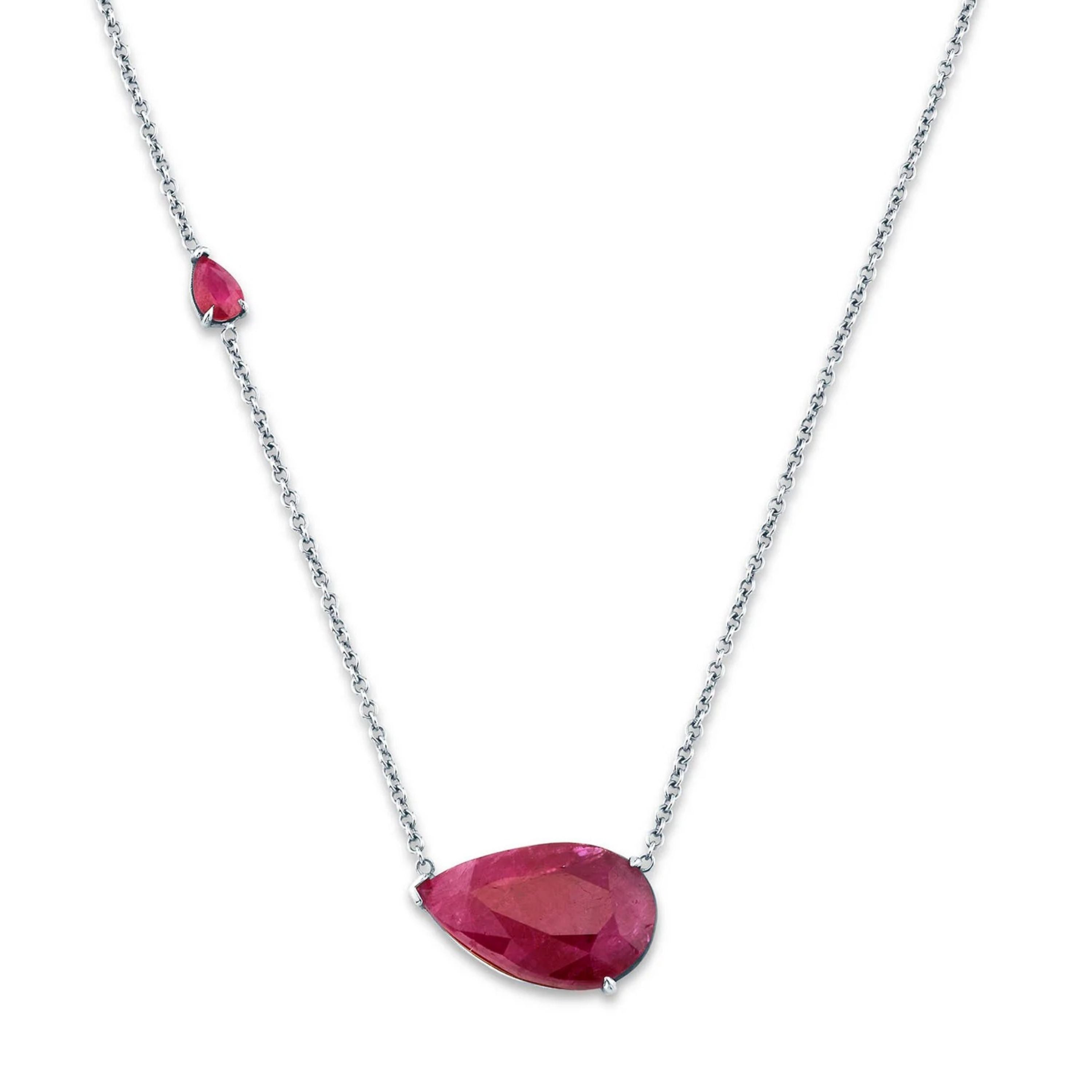 RUBY EAST WEST PEAR NECKLACE