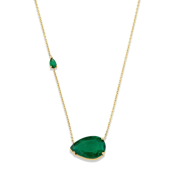 EMERALD EAST WEST PEAR NECKLACE