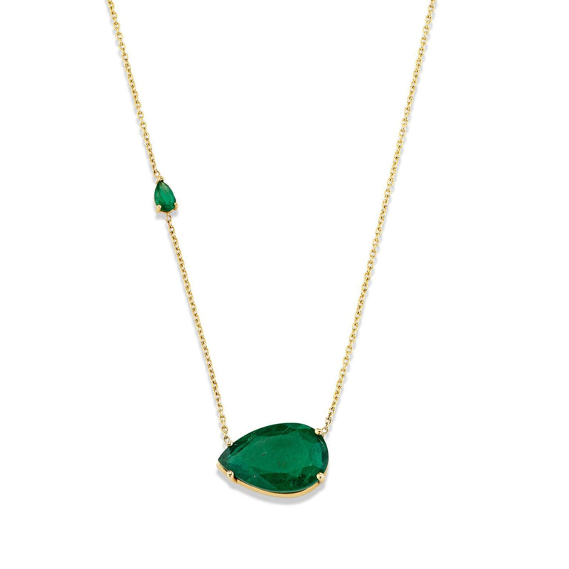 EMERALD EAST WEST PEAR NECKLACE