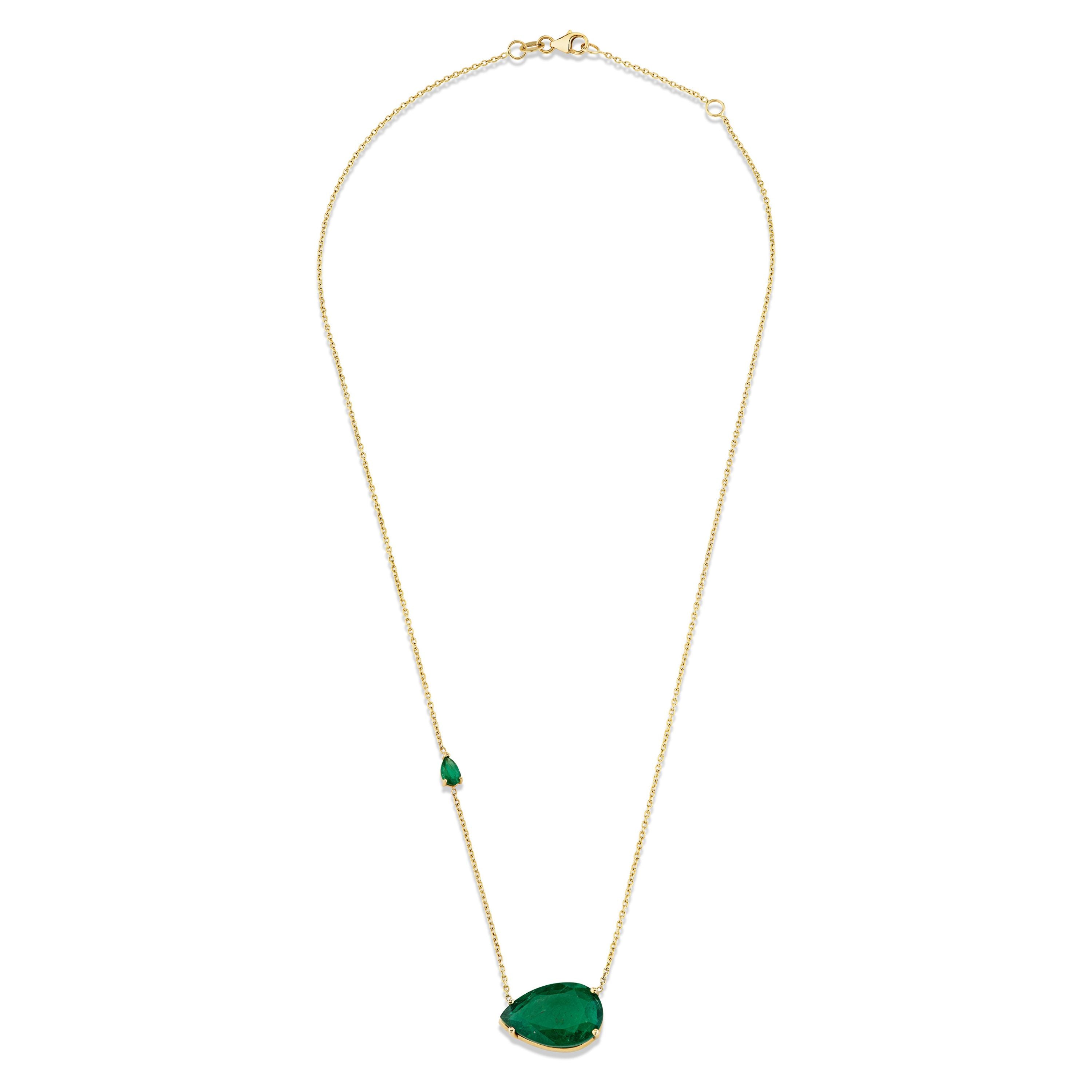 EMERALD EAST WEST PEAR NECKLACE