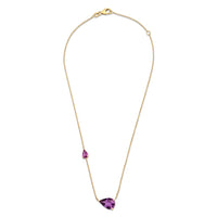 READY TO SHIP PINK SAPPHIRE EAST WEST PEAR PENDANT NECKLACE