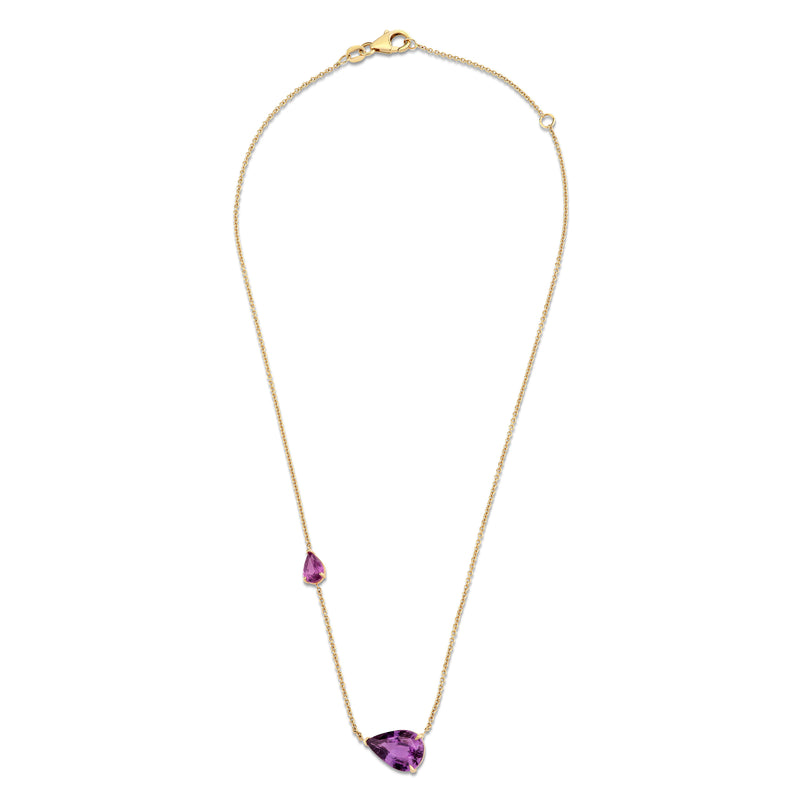 READY TO SHIP PINK SAPPHIRE EAST WEST PEAR PENDANT NECKLACE
