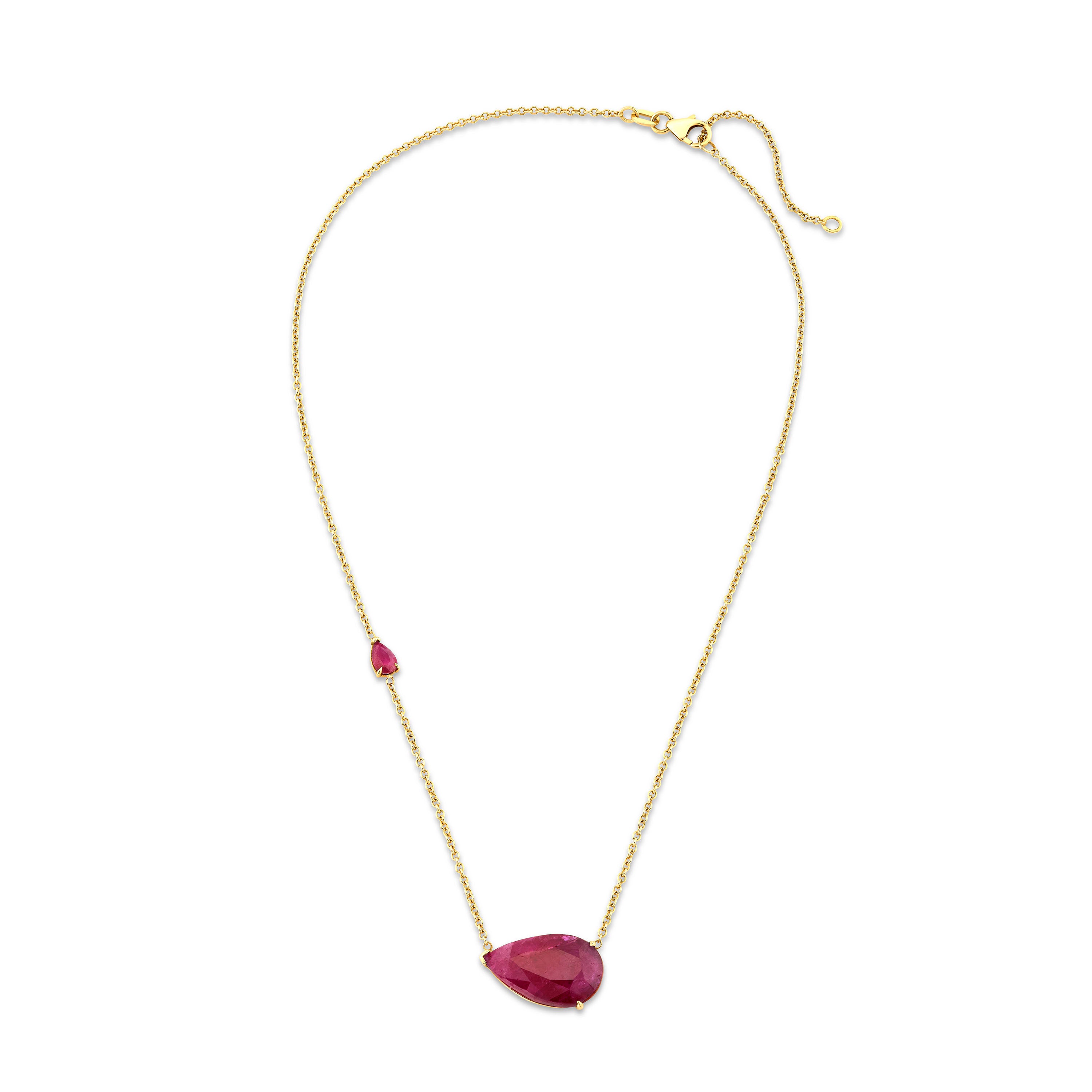 RUBY EAST WEST PEAR NECKLACE