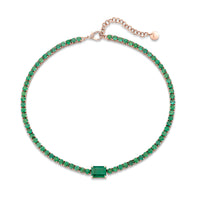 EMERALD TENNIS NECKLACE WITH CENTER STONE